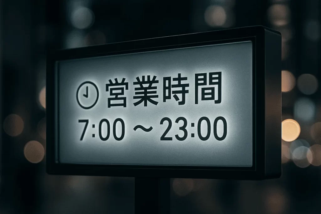 営業時間と定休日の確認