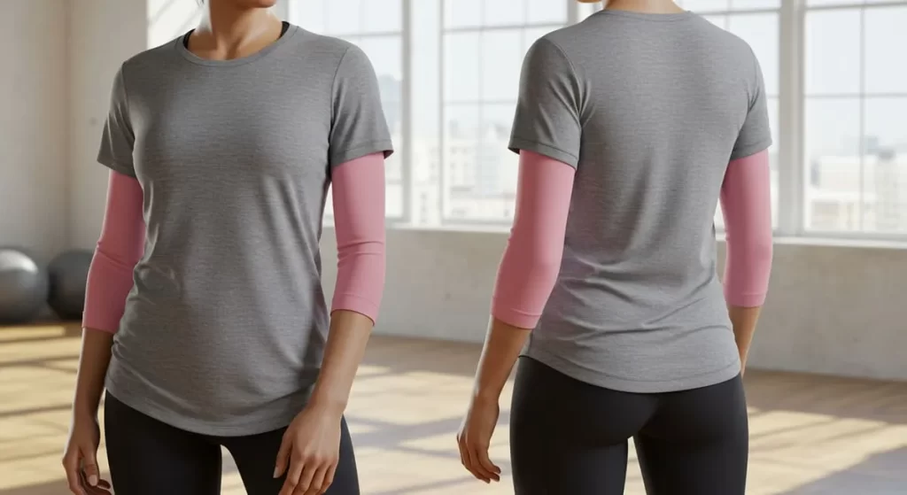 二の腕をカバーするTシャツ術